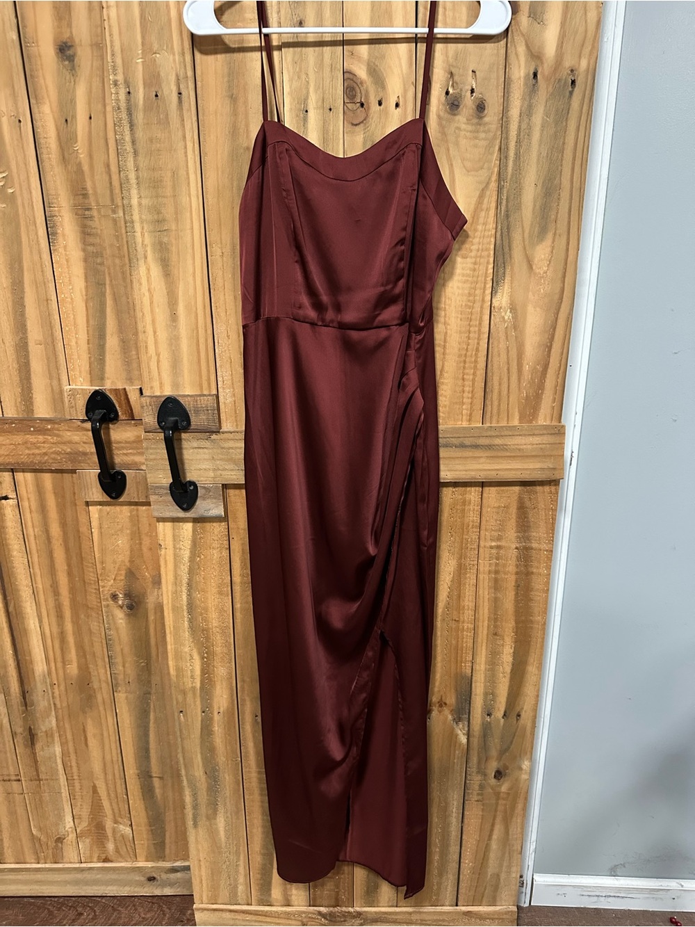 Express Burgundy Satin Maxi Slip Dress
